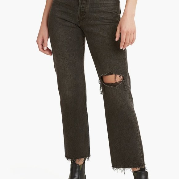 Levi's Wedgie Ripped High Waist Crop Straight Leg Jeans, After Sunset, size 24 - Picture 2 of 7